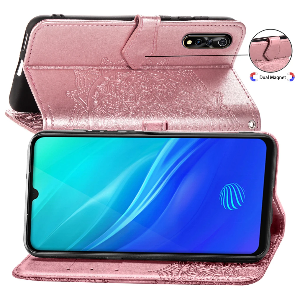 Роскошные Чехлы-книжки из мягкого ТПУ задняя крышка для VIVO Y7S S1 IQOO NEO Y17 Y3 V15 Pro X27 Y97 V9 тисненая Мандала кожаный флип чехол