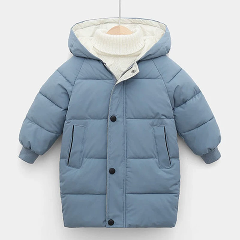 Winter Kids Coats Children Boys Jackets Fashion Thick Long Coats Girls Hooded Coat Snowsuit 3-10Y Te