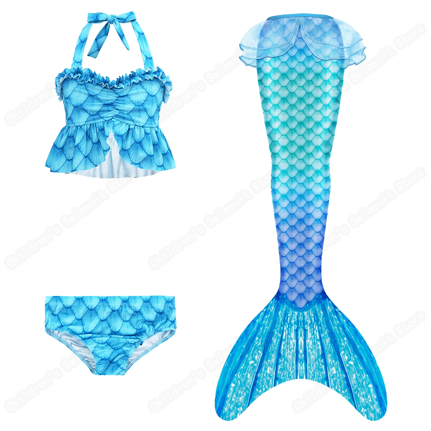 Купальник Cosfans для девочек с разрезом и хвостом русалки стильный бикини небесно