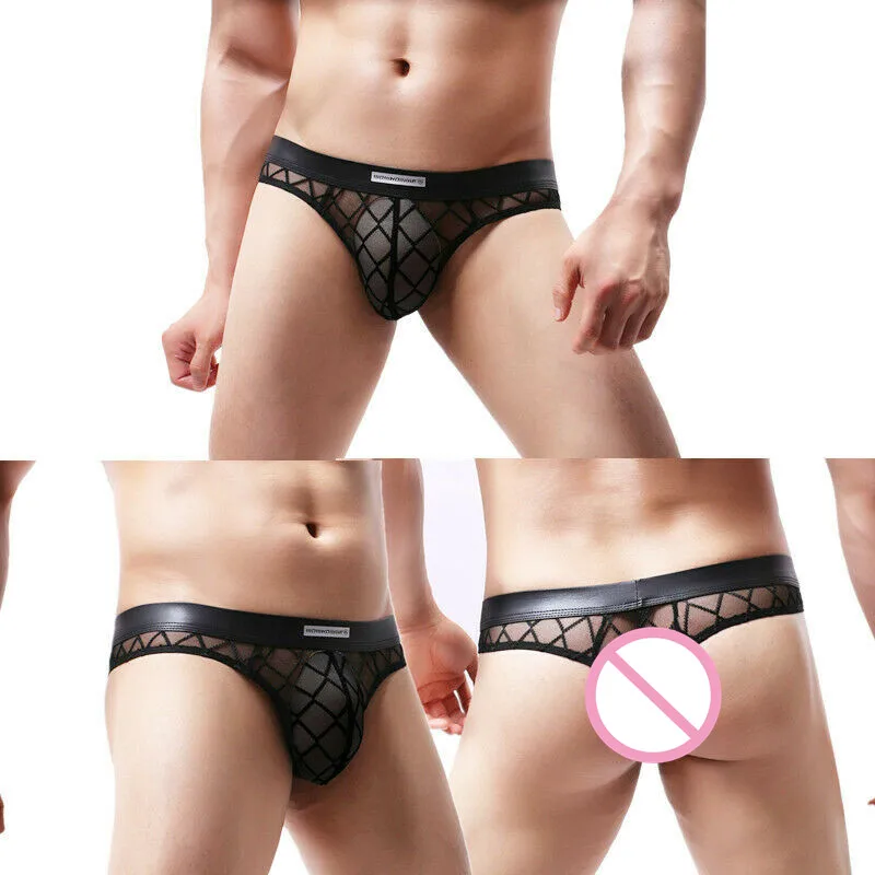 Сексуальное мужское нижнее белье трусы брифы Прозрачное гей сетчатые прозрачные