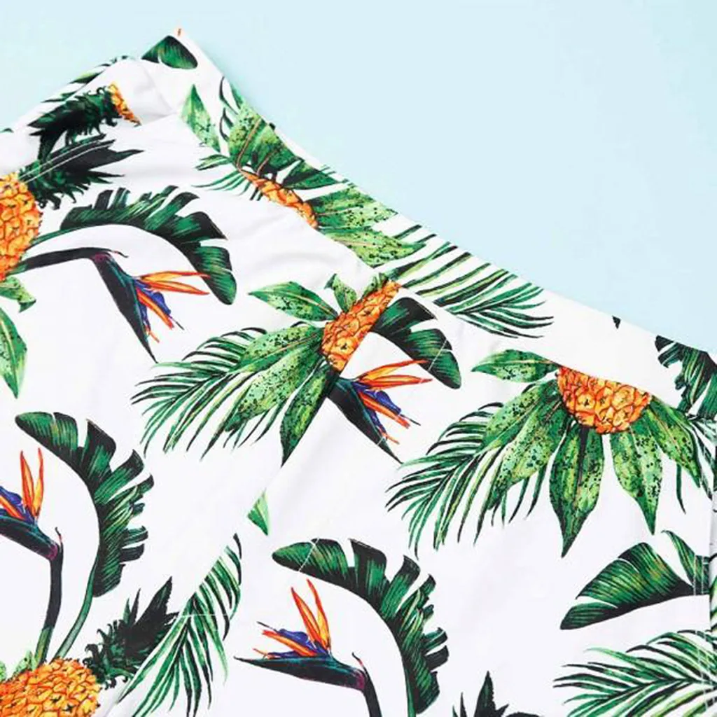 Семейный купальник 2020 сплошной с принтом зеленых листьев для мамы и дочери