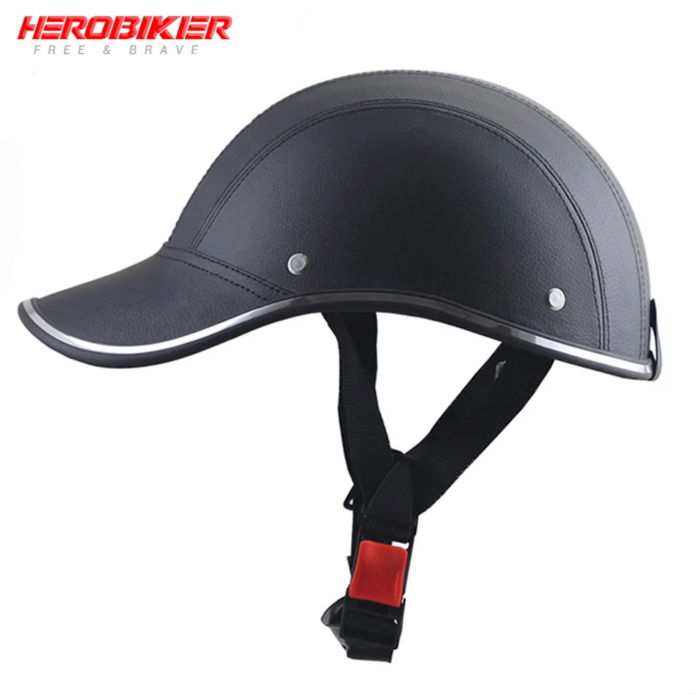 02 PU-black HEROBIKER мотоциклетный шлем на половину лица, мотоциклетный шлем, мотоциклетный шлем для гонок по бездорожью, шлем Casco Moto Capacete Casque - Цвет: 02 PU-black