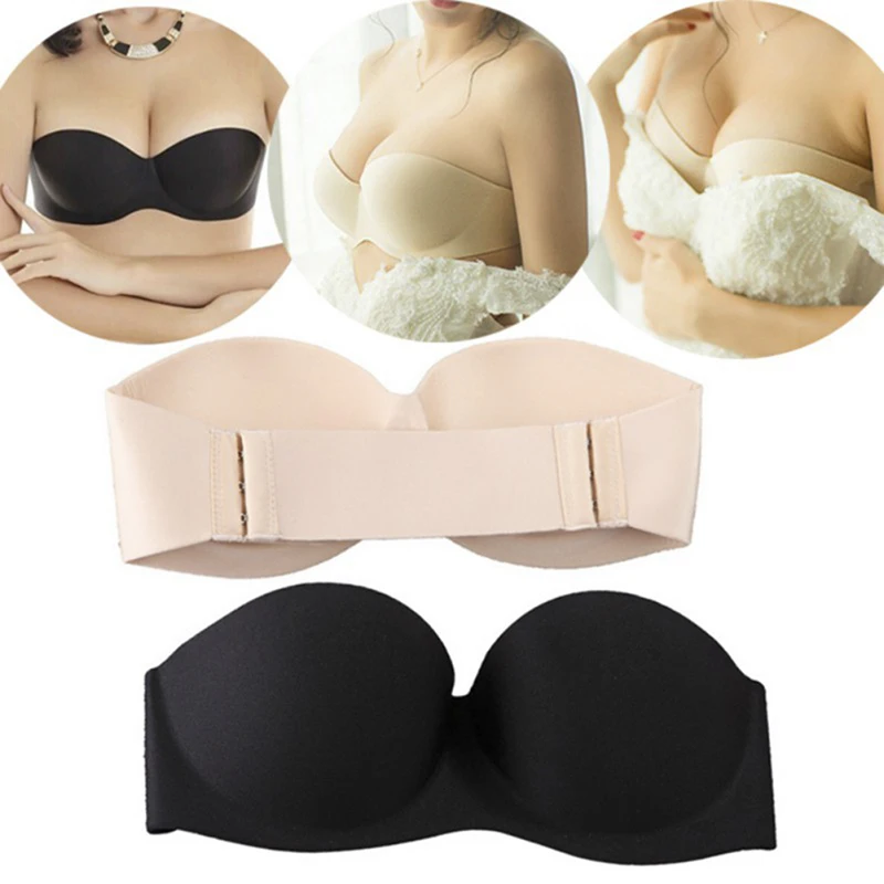 

Sexy Gathering Invisible Bras Women Push Up Strapless Bra Bralette Underwear Wedding Brassiere Underwired Back Nude Bras