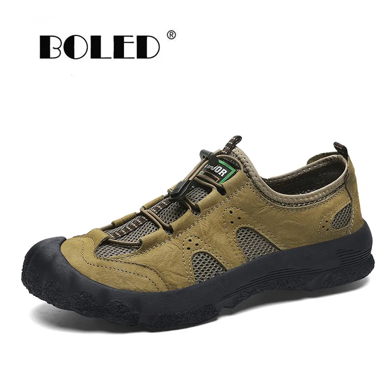 

High Quality Men Casual Shoes Breathable Natural Leather With Mesh Shoes Men Outdoor Walking Shoes Dropshipping
