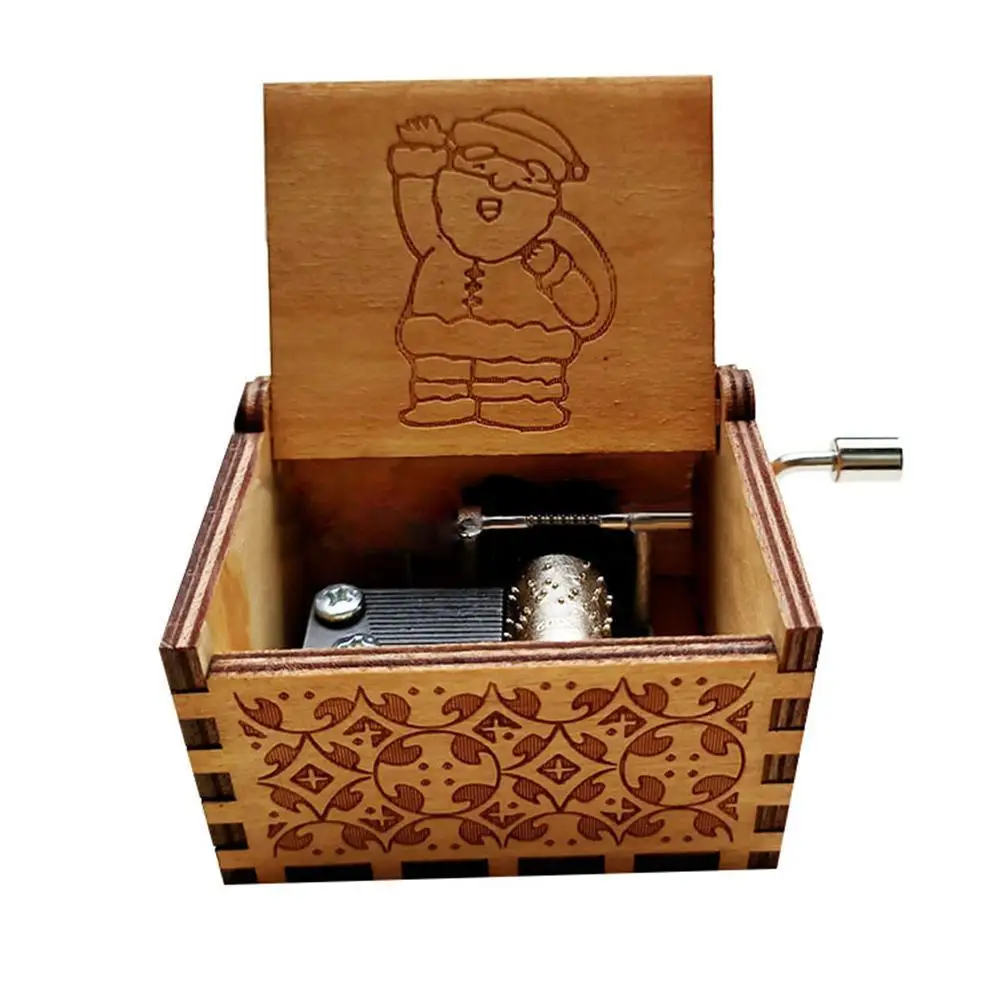 

Portable Classic Santa Claus Wooden Music Box Art Craft Table Decor Collection Birthday Gift New Year's Gift