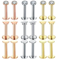 2pcs 16g sexy gift new tragus star helix stainless steel labret lip bar rings stud cartilage ear piercing body jewelry
