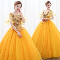 golden bubble quinceanera dress luxury party prom ball gown vintage lace quinceanera dresses vestido de quincenera plus size