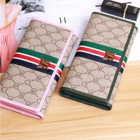 womens wallet red green stripe long multifunction fashion purse canvas pu