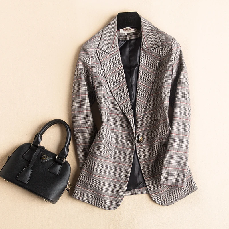 2018 весна и осень Женский блейзер новый ретро модный костюм с длинными рукавами