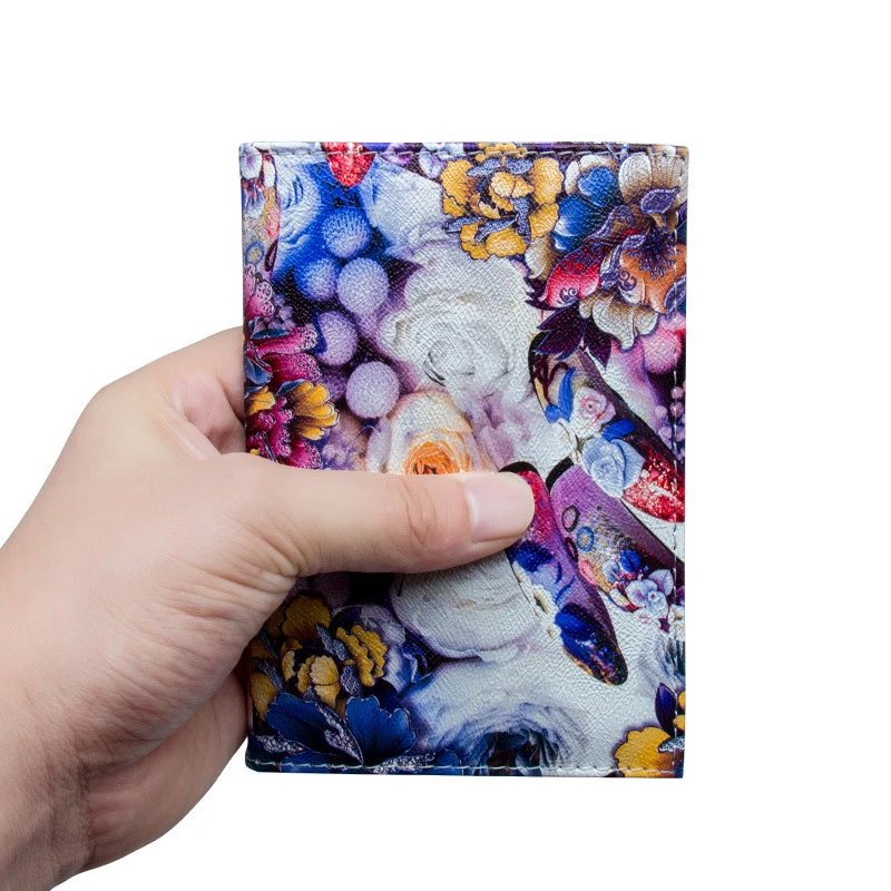 Новинка держатель для паспорта из искусственной кожи с цветком пиона внешняя