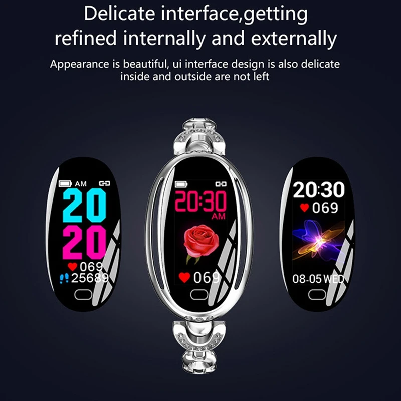 

Stylish Smart Watch, Female Smart Bracelet Heart Rate Blood Pressure Sleep Monitor, Fitness Tracker for Girl Ladies Women