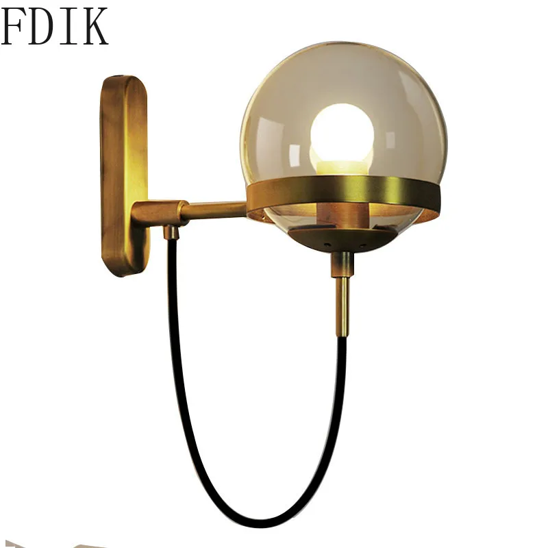 Настенный светильник из скандинавского стекла винтажный Лофт светодиодный бра