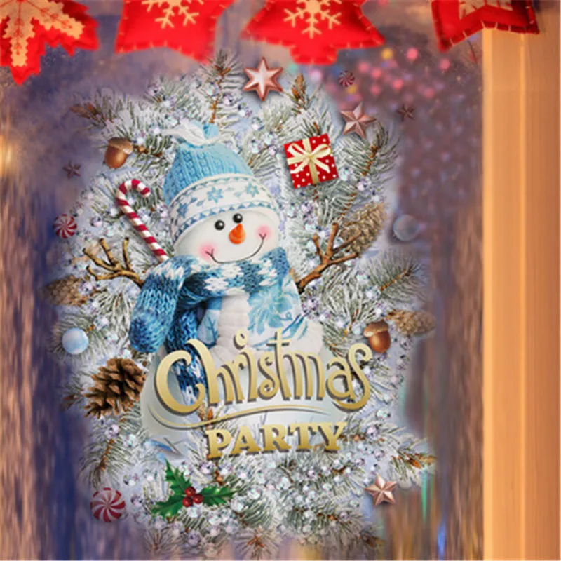 Рождественские наклейки на окна в виде снеговика свадебное Рождественское