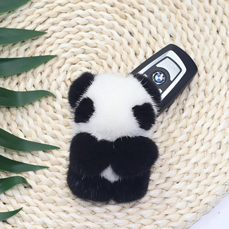 8 см норка панда натуральный мех брелок женский сумка с помпоном Шарм