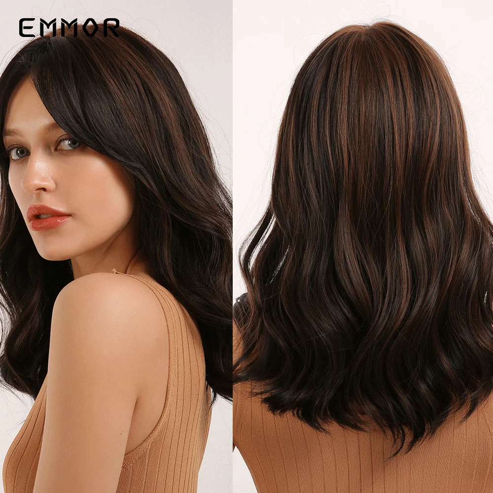 EMMOR естественно волнистые синтетические волосы парики для Для женщин высокое