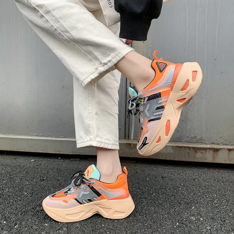 Женские кроссовки на толстой подошве Rimocy 2020 разноцветные из вулканизированной