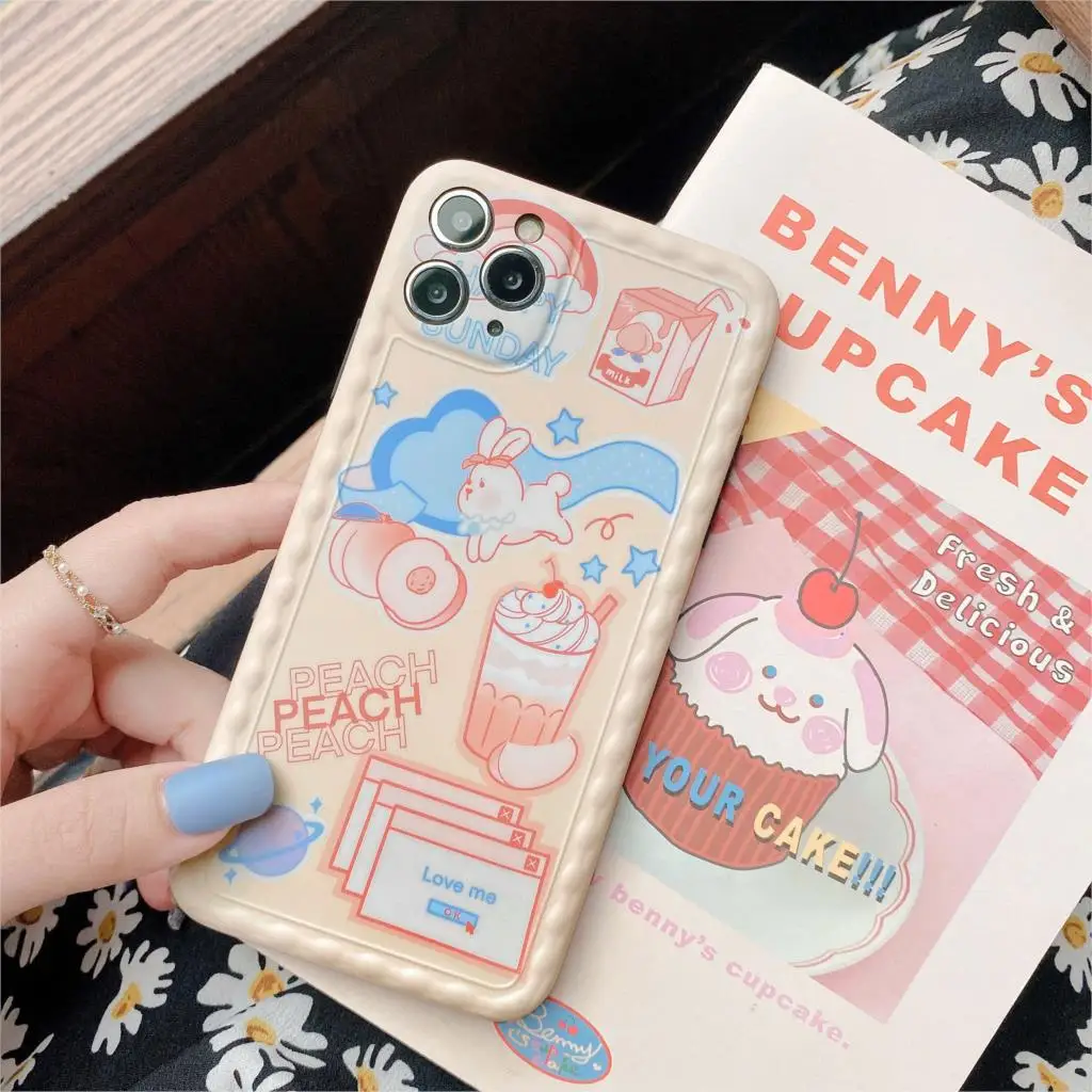 Мягкий чехол с милым мультяшным рисунком для iphone 11 pro max 7 8 plus X Xs XR защитный розовые