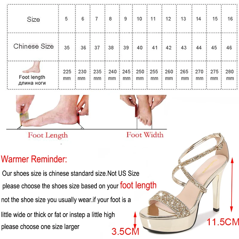 Новый стиль Босоножки с блестками Тонкий каблук Водонепроницаемая платформа
