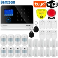 touch panel wifi gsm wireless burglar home security alarm system tuya smart life app control compatible with alexa