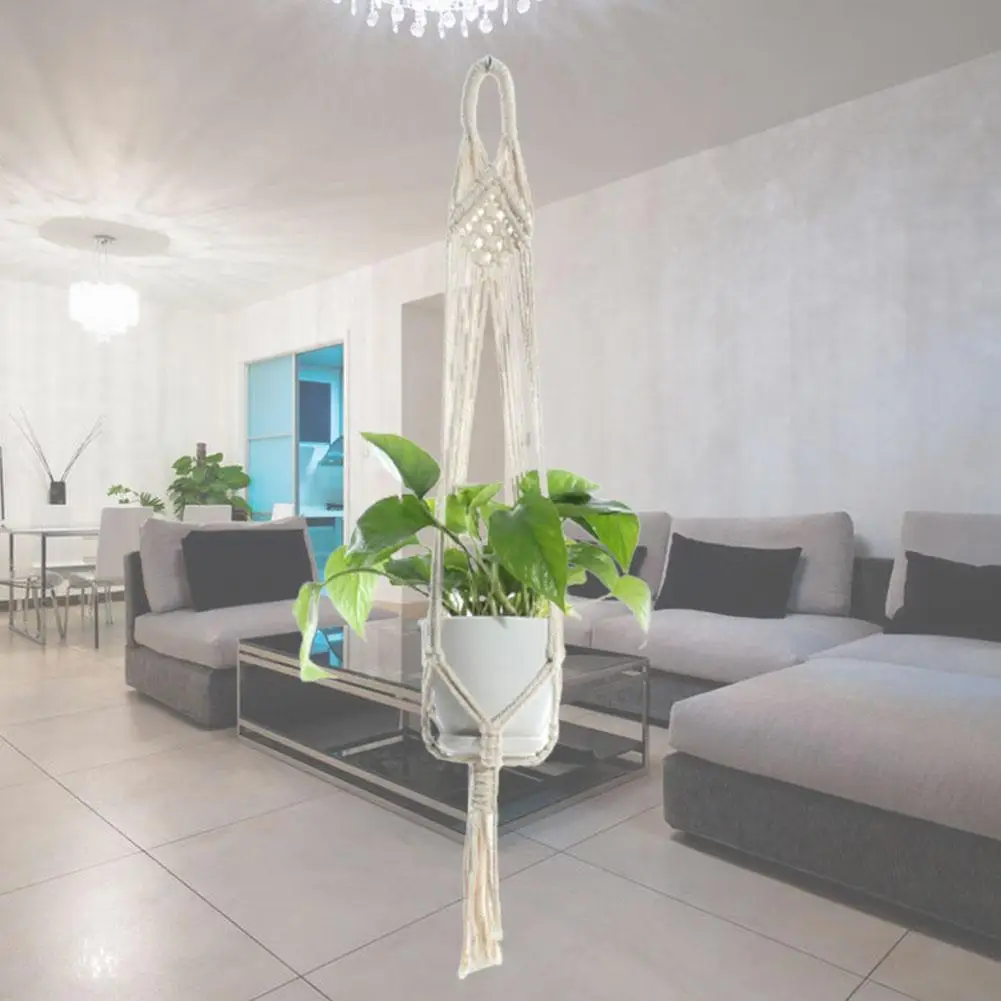 

105cm Plant Sling Flower Pot Natural Green Interior Holder Handmade Rope For Wall Craft Hanging Decoration Net Garden Count D9R0