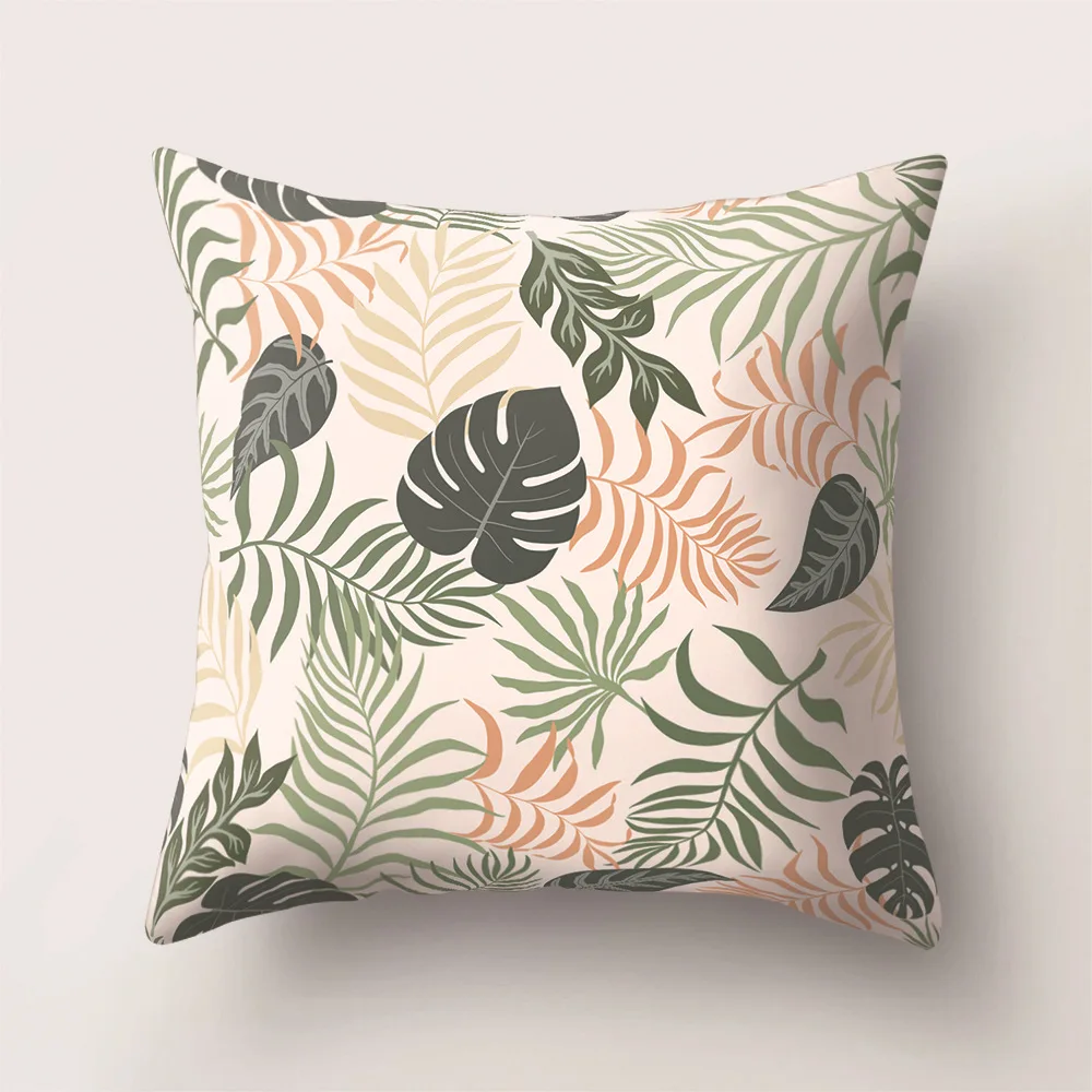 Cute Cartoon Plant Print Cushion Cover Polyester Decorative for Sofa Seat Soft Throw Pillow Case Cover 45x45cm Home Decor