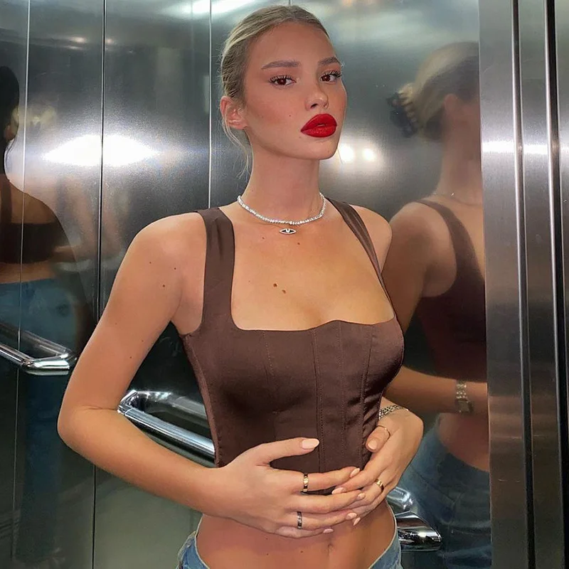 Zoctuo коллекция осень-зима 2021 года Женский коричневый корсет укороченный топ