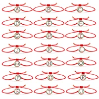 round cut shiny white cubic zirconia 26 a z letter alphabet charm bracelet for women girl 2021 new fashion red string jewelry