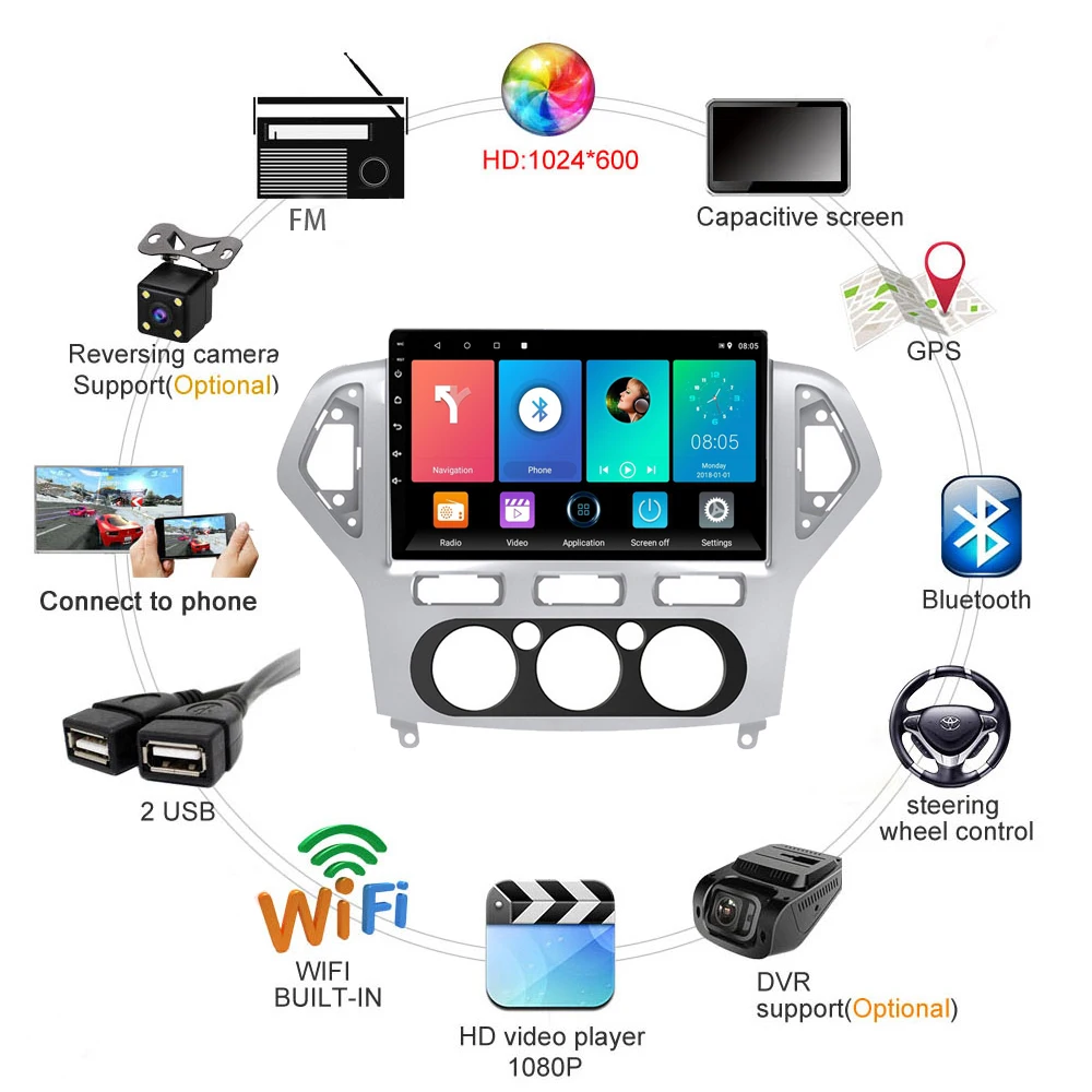 Автомобильный мультимедийный плеер easteregg для Ford Mondeo 3 2007-2010 10 1 дюйма 2 Din Android Wifi GPS