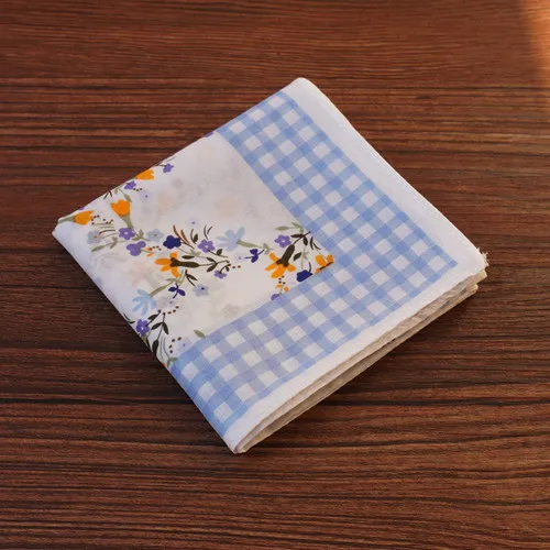 Handkerchiefs Women Cotton High Quality Soft Funny Printed Plaid Various Color Casual Ladies Pocket Square Elegant Chic Trendy - Цвет: 13