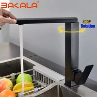bakala 360rotating square kitchen faucets brushed nickelblack sink kitchen mixer water tap stainless steel kitchen faucet