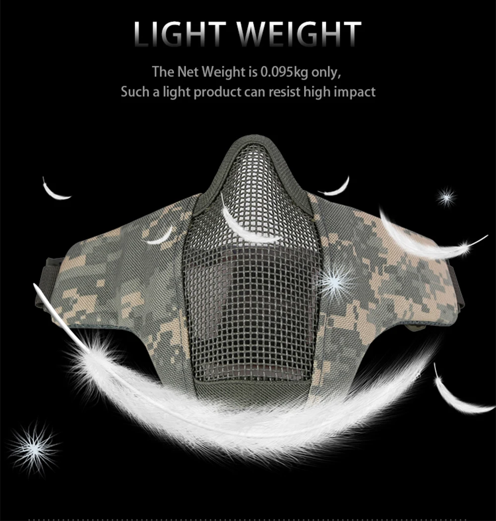 Airsoft Metal Steel Mesh Half Face Mask Tactical CS Shooting Hunting Foldable Protective Military Paintball Game Masks | Спорт и