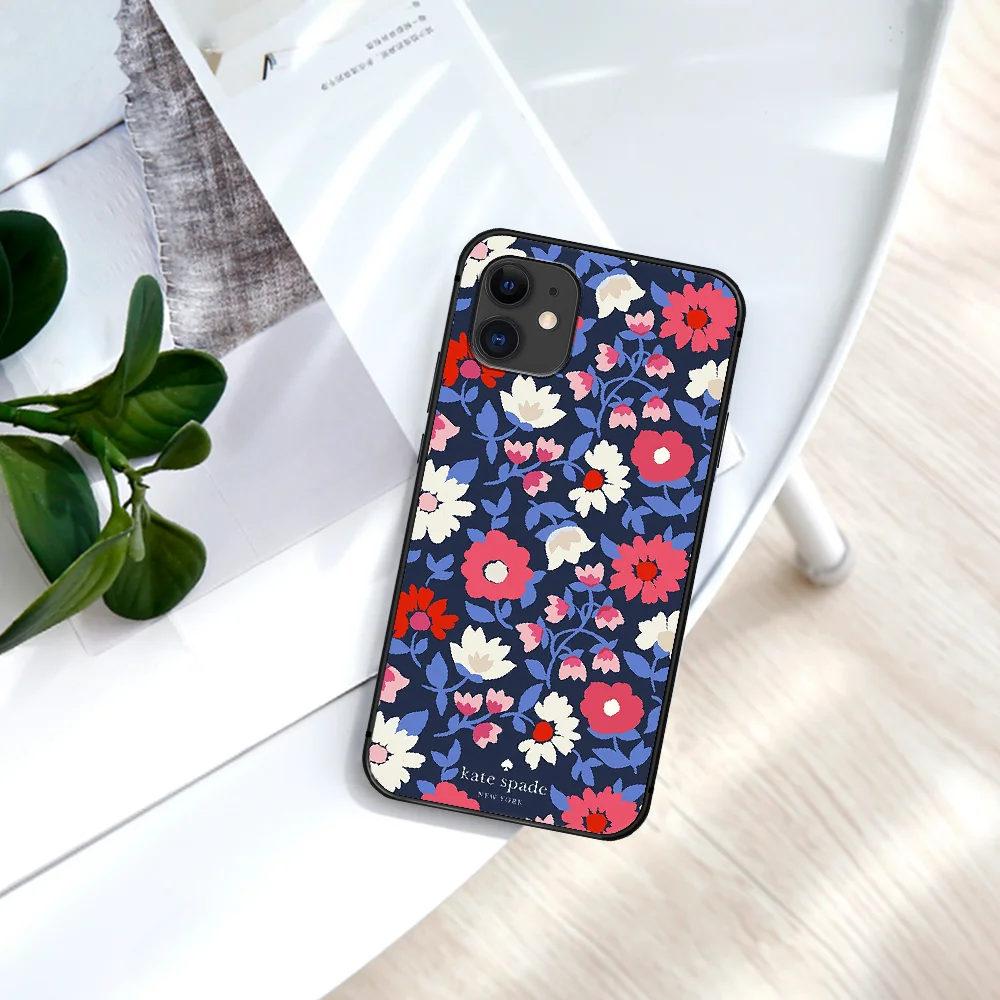 

Brand luxury Kate Pink Flower Phone Case For IPhone 4 4s 5 5S SE 5C 6 6S 7 8 Plus X XS XR 11 12 Mini Pro Max 2020 black Shell