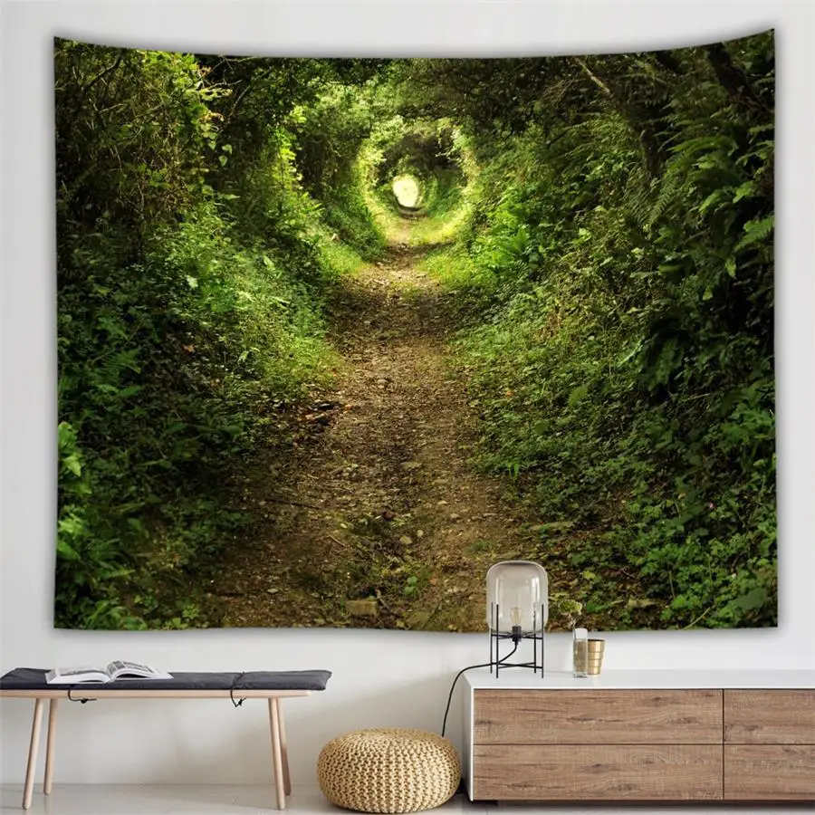 

Trippy Tapestry Wall Hanging Fabrics Forest Hippie Tree Tapestry Psychedelic Landscape Mountain Boho Decor Mural Art Wall Carpet