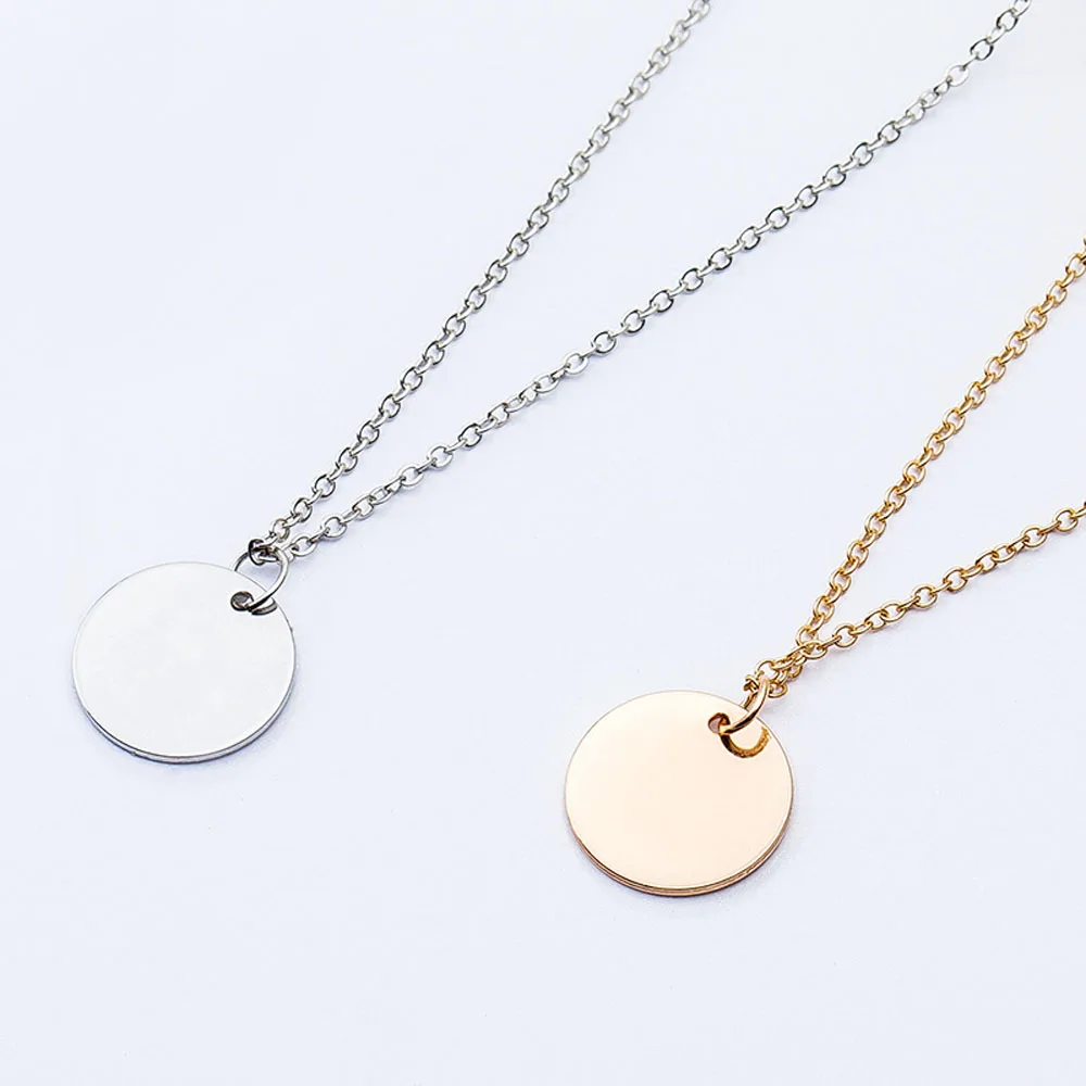 Минималистичная бижутерия цепочка до ключицы круглая монета подвеска колье