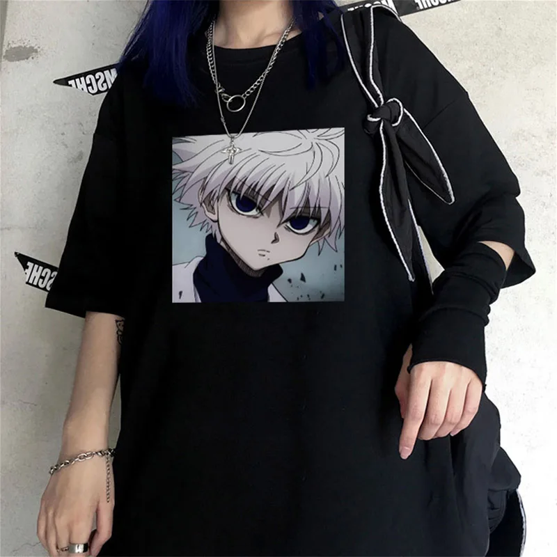 Футболка женская в стиле Харадзюку Свободный Топ с мультяшным принтом охотника X