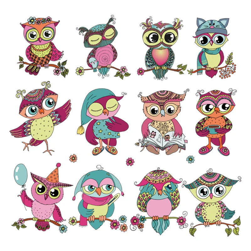 Мультяшные наклейки совы термопатчи для детской одежды железная аппликация a