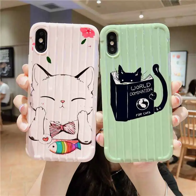 Милый имбирь для пиццы с бантом рисунком кота на колесиках чемодан чехол