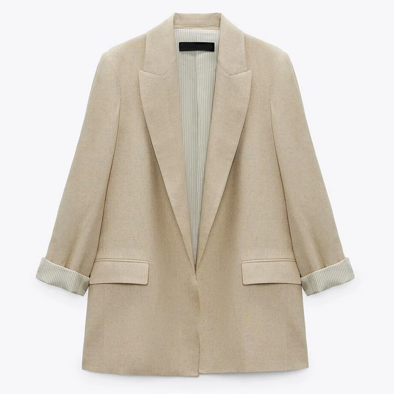 

2021 New Women's Fashion Retro Linen Blazer In Spring and Autumn