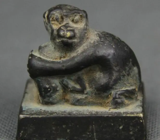 S0873 старая китайская бронзовая фигурка периода династии обезьяна статуя