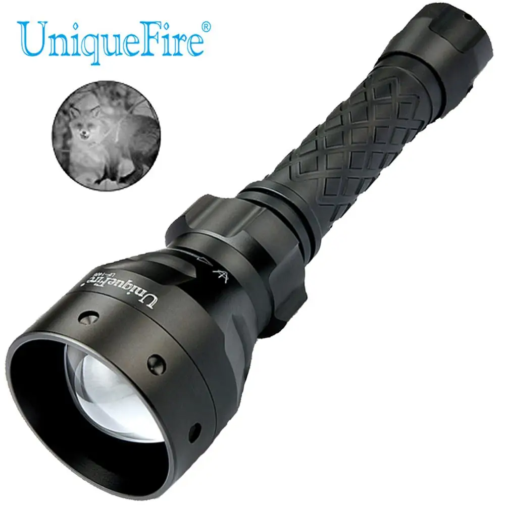 

Uniquefire 1405 Upgraded 850NM IR LED Hunting Flashlight Zoomable Torch Infrared Light 67mm Convex Lens 3 Mode for Night Hunting