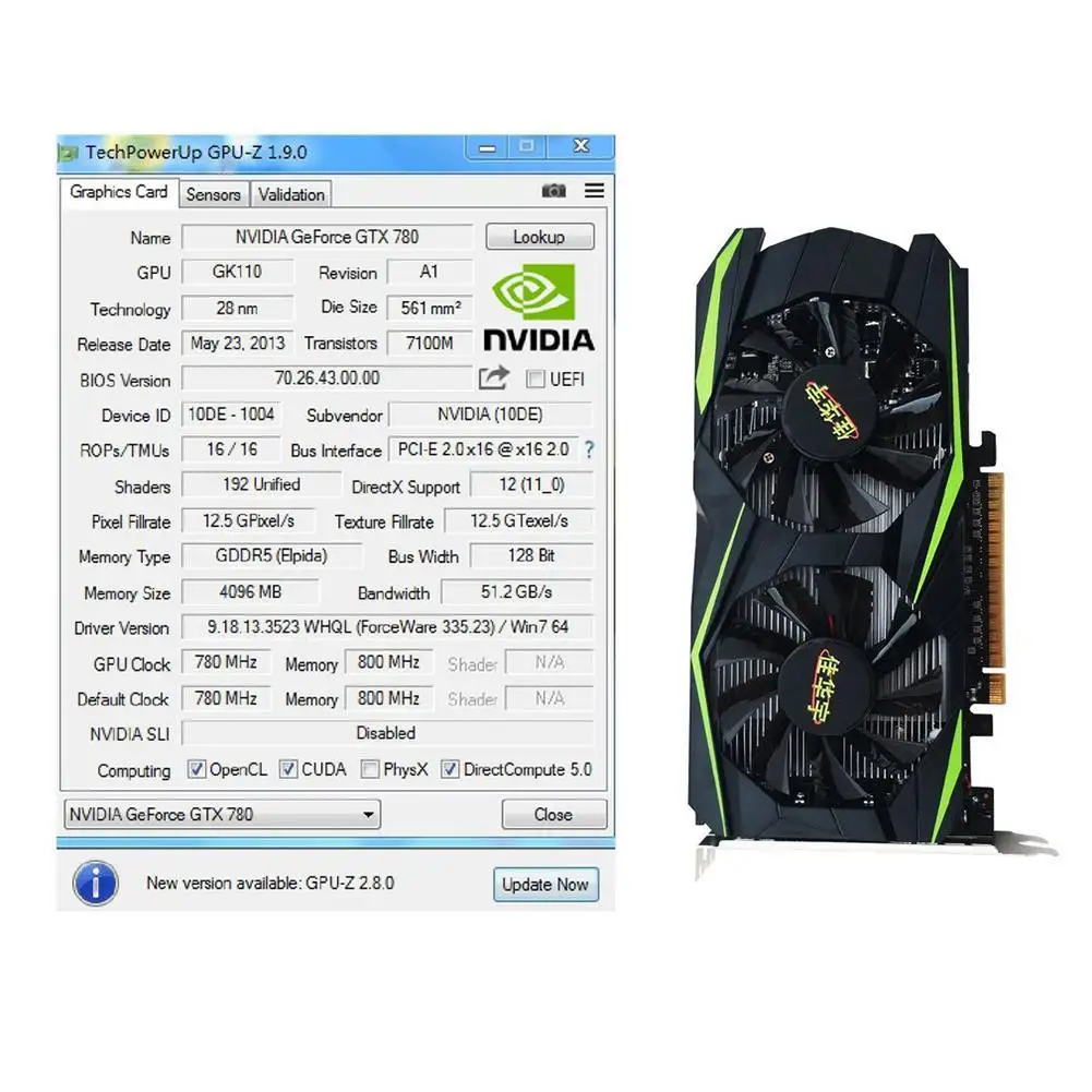 Высокопроизводительная игровая Видеокарта GTX 780 4G DDR5 128 бит графическая карта для