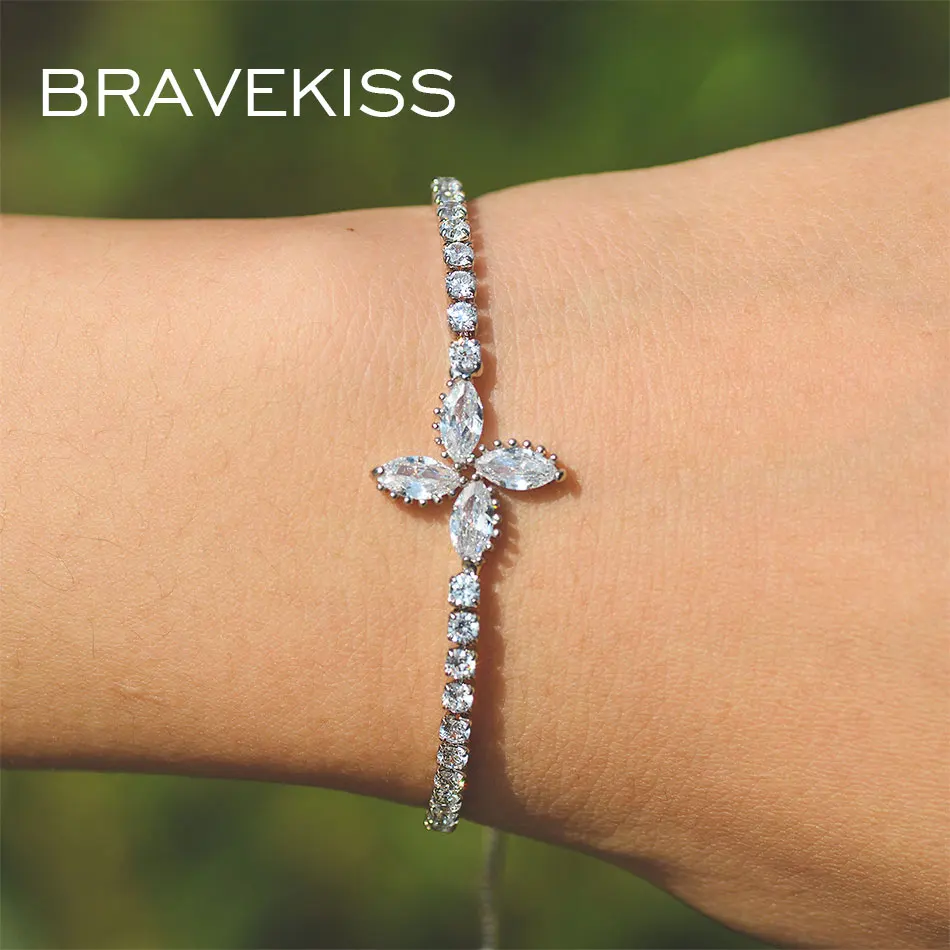 Bravekiss Клевер из циркония ветряная мельница браслеты модные друзья CZ Tennie для
