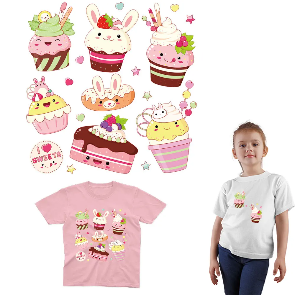

Iron On Patches Cute Ice Cream Baby Children Clothing Transfer Sticker Patches For Jackets Bag Hat T-Shirt Iron On Decals Parch