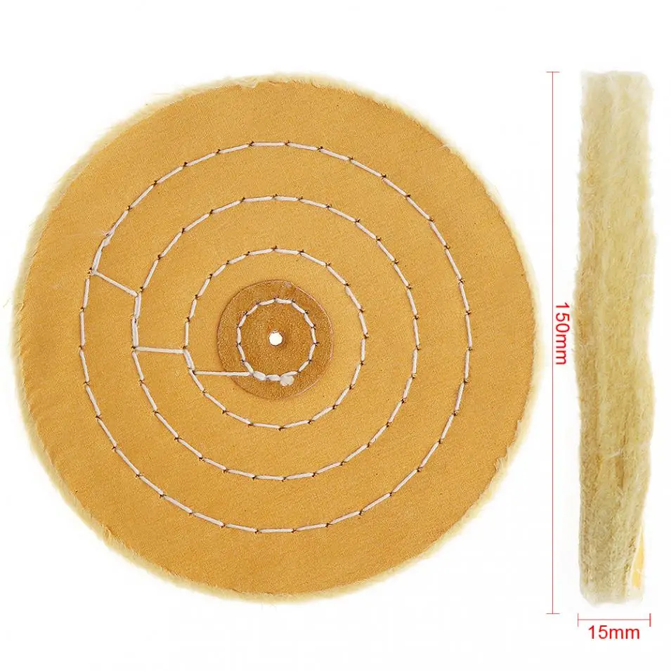 6 Inch T-shaped Yellow Cotton Cloth Polishing Wheel Flannel Mirror Buffer Pad 5mm Hole for Metal /Car | Инструменты