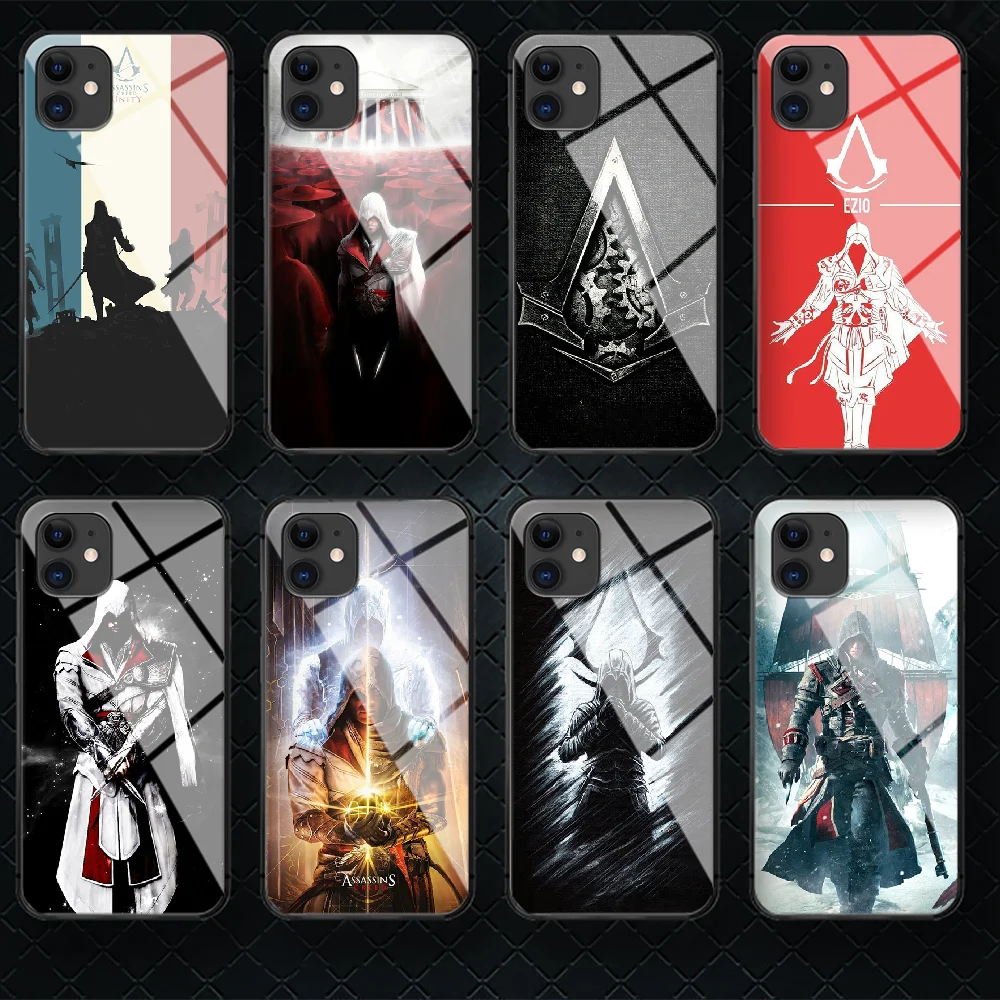 Game Assassins Tempered Glass Phone Case Cover For IPhone 5 6 7 8 11 12 S Plus Xr X Xs Pro Max Mini Se 2020 Black Waterproof