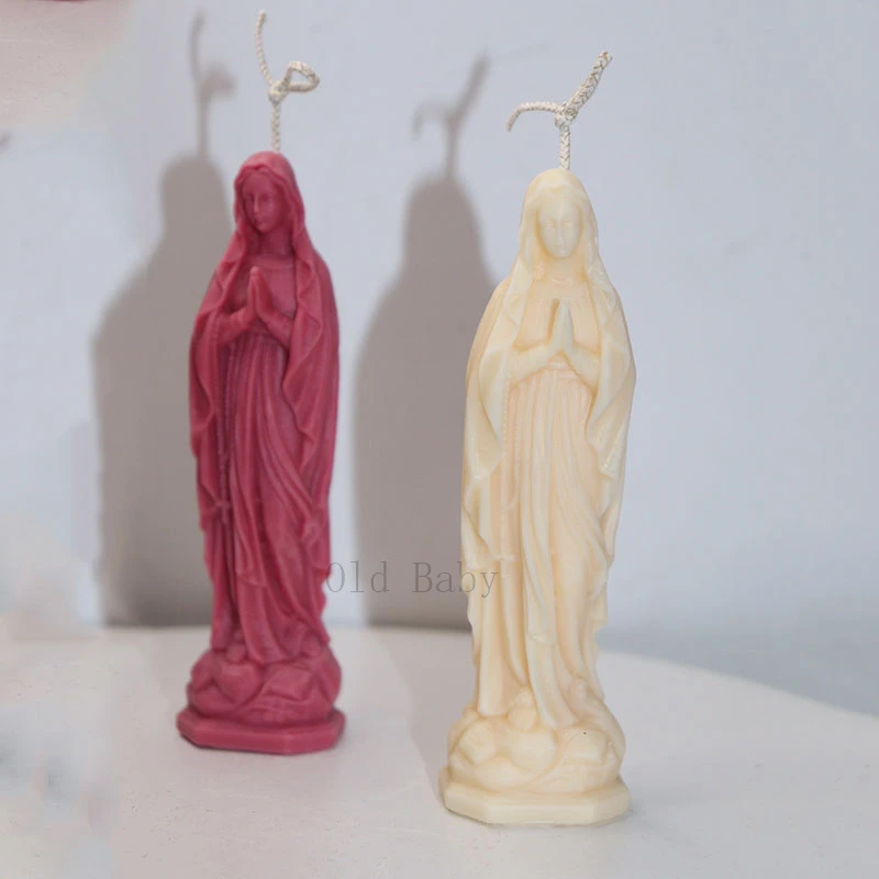 

Virgin Mary Sculpture Candle Silicone Mold 3D Statue Sculpture Decoration Prayer Candle Making Candle Mold
