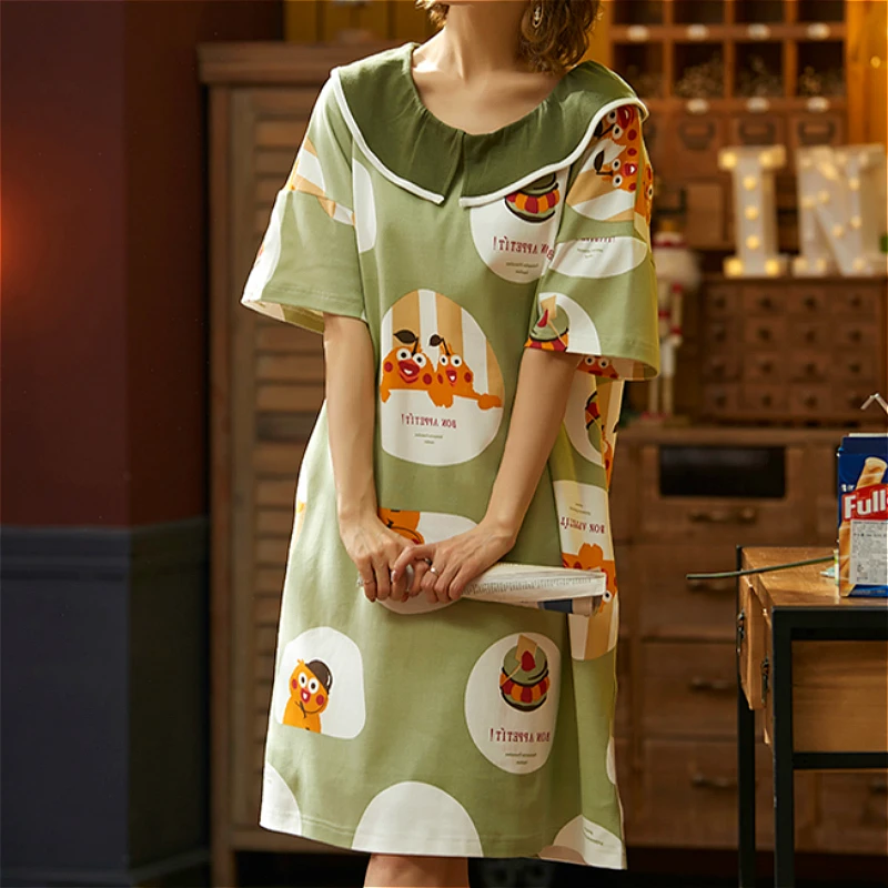 Горячая Распродажа хлопковая одежда для сна женская ночная рубашка с героями