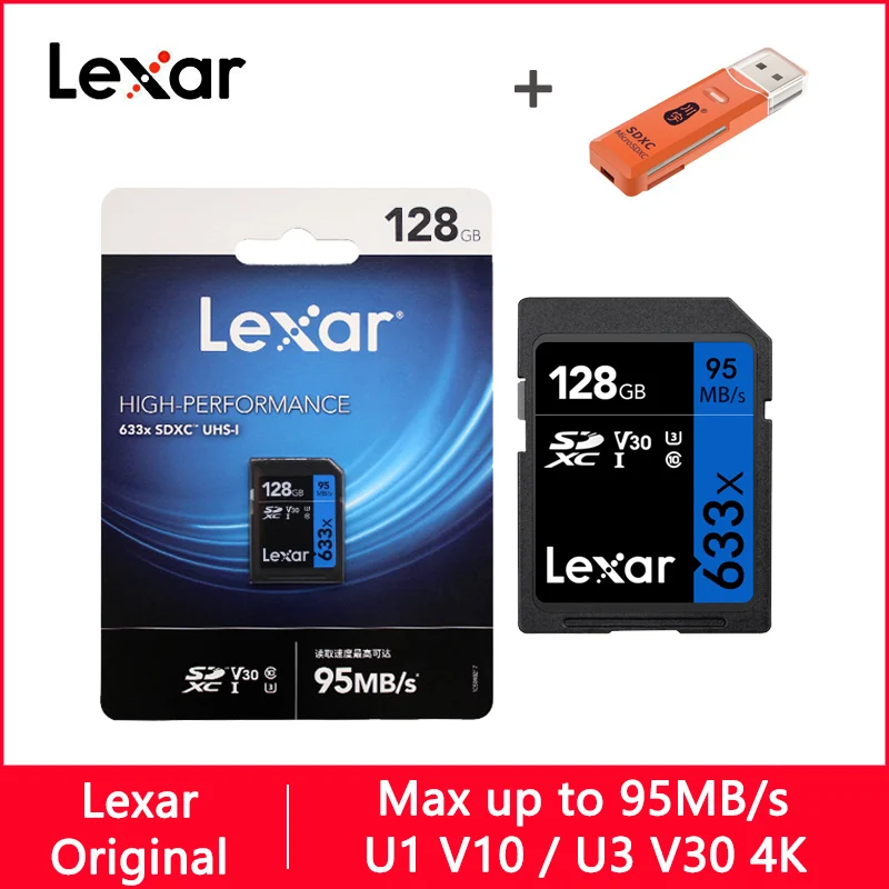 Lexar 633X sd карта 32 Гб 128 64 256 ГБ 512 16 класс 10 U1/U3 V30 памяти Флэш SD SDXC SDHC|Карты памяти| |