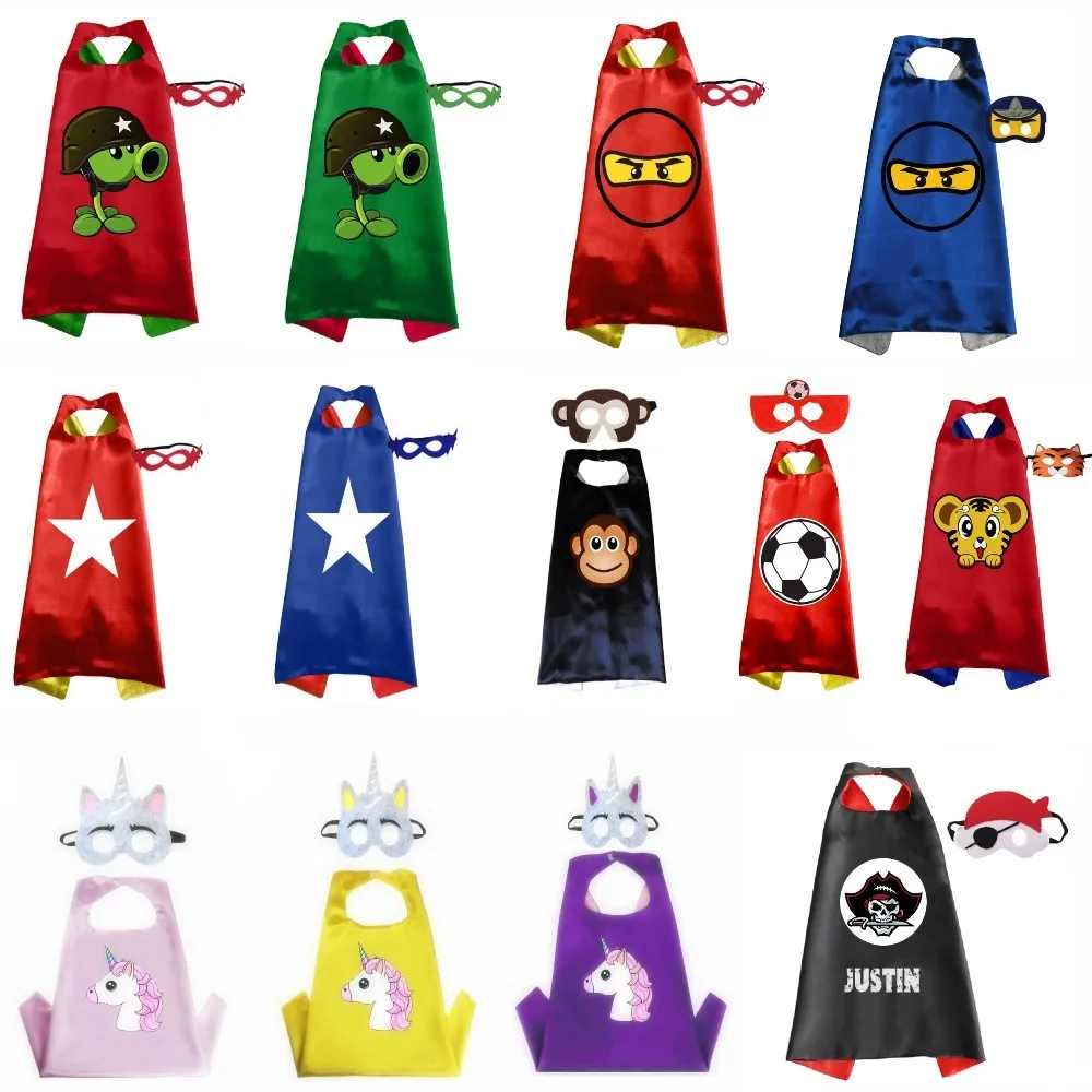 Girls Boys SuperHero Cape With Mask For Kids Party Carnival Halloween Cloak Unicorn Animal Star  Princess Cape Christmas Gift