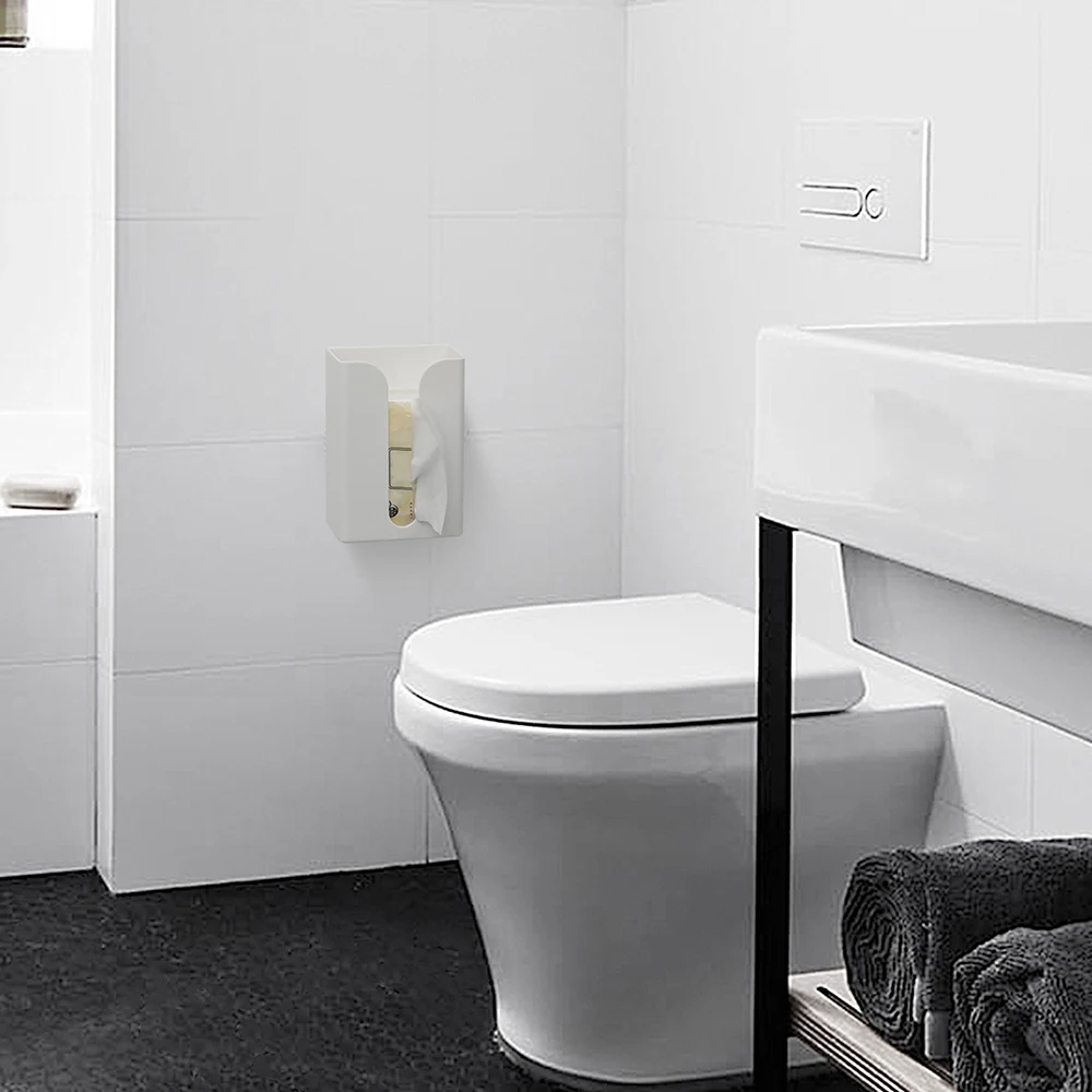 Plastic Tissue Box Wall-Mounted Solid Color Paper Holder Simple Design Storage Boxes For Bathroom | Дом и сад